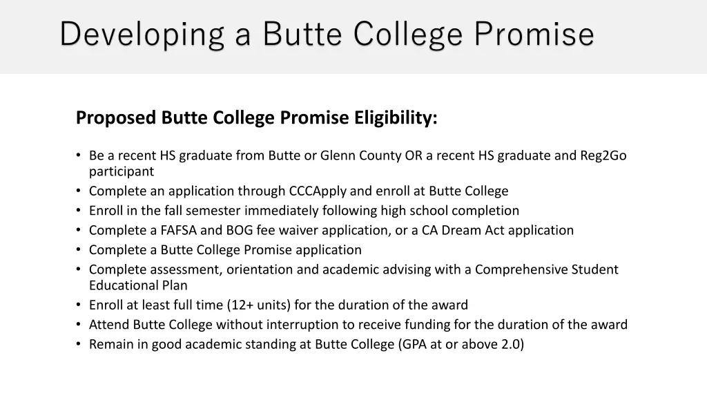 developing a butte college promise 1