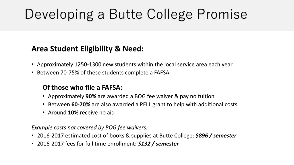 developing a butte college promise