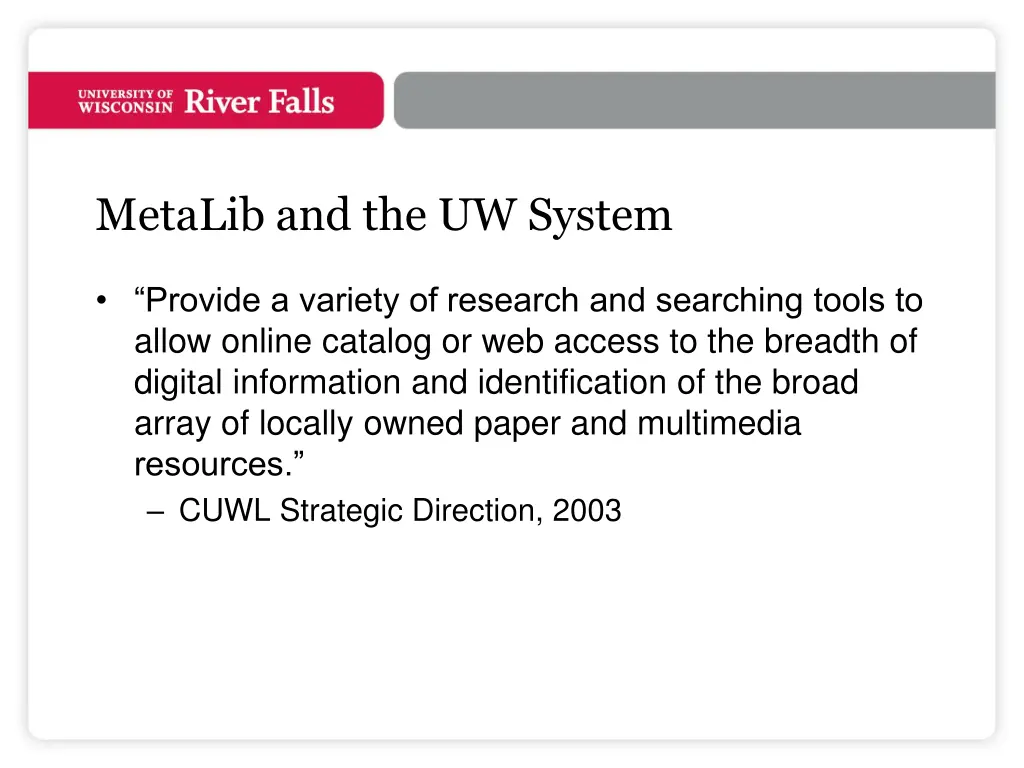 metalib and the uw system