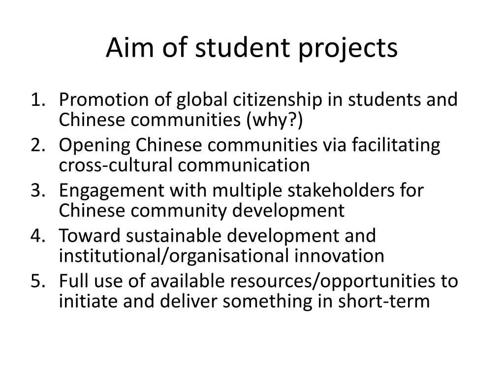 aim of student projects