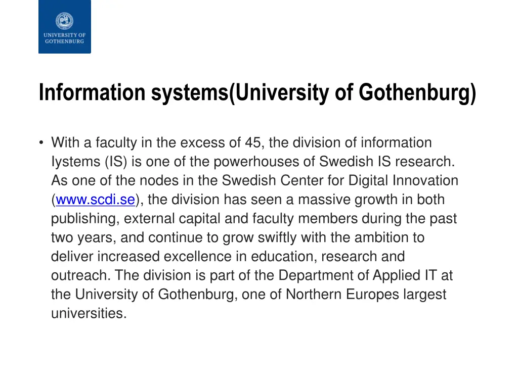 information systems university of gothenburg