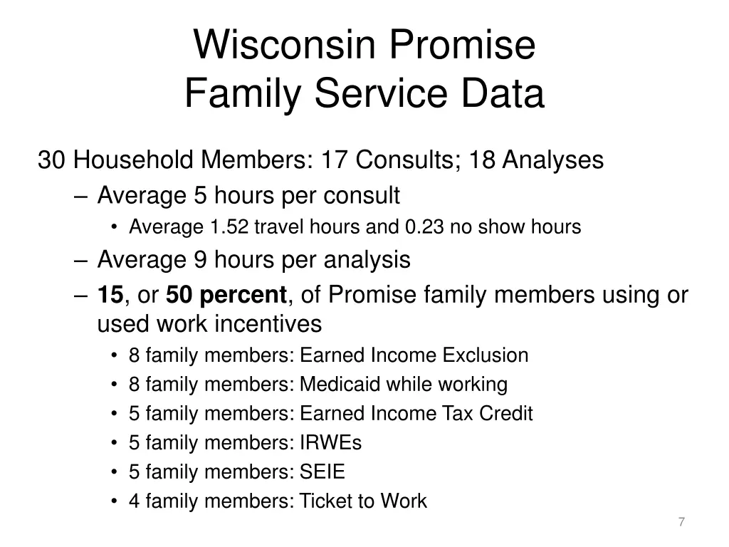 wisconsin promise family service data