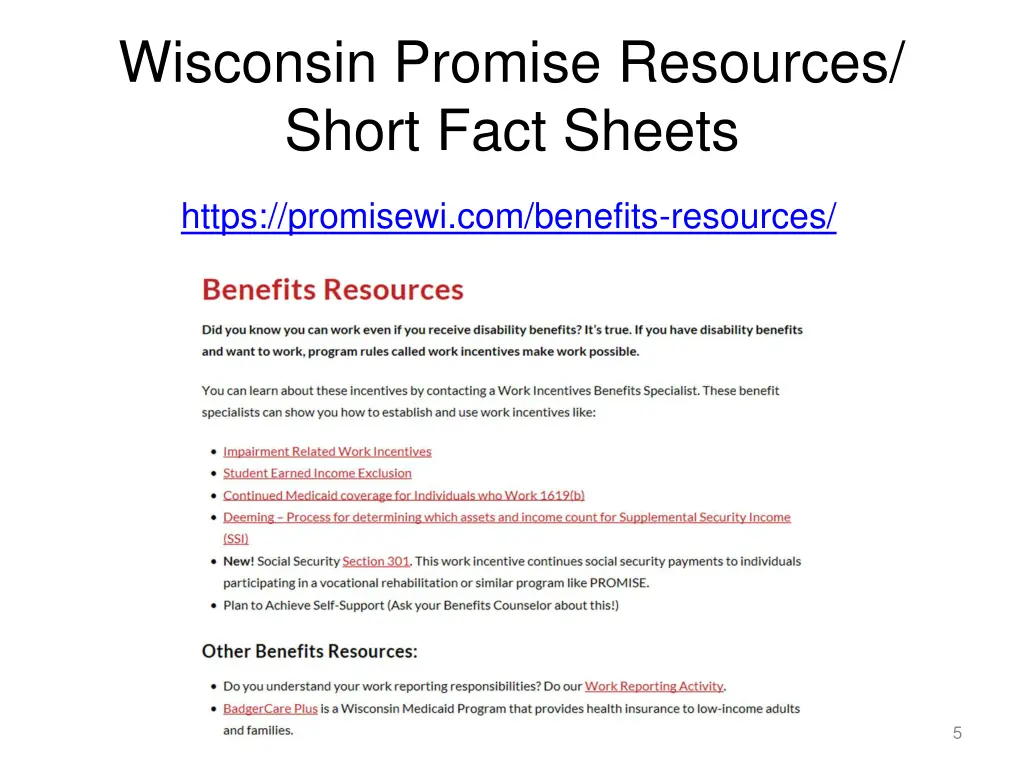 wisconsin promise resources short fact sheets