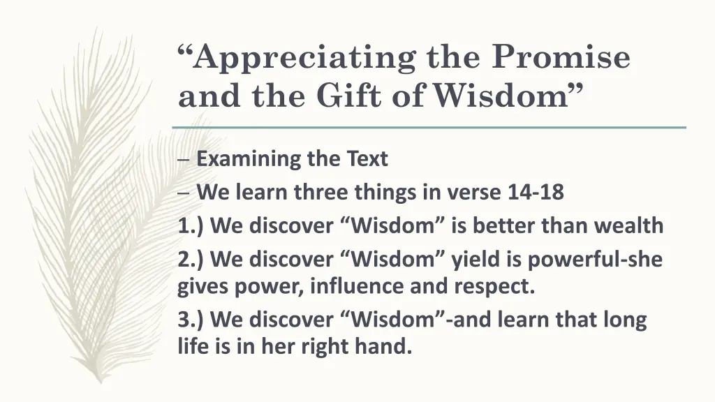 appreciating the promise and the gift of wisdom 2