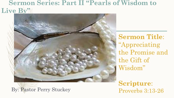 sermon series part ii pearls of wisdom to live by