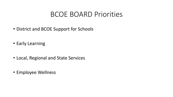 bcoe board priorities