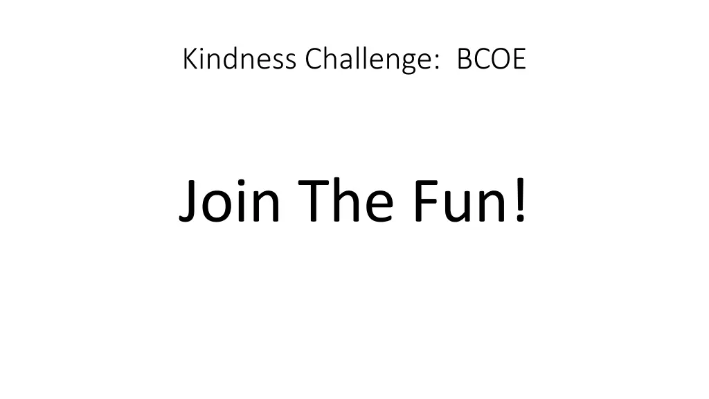 kindness challenge bcoe