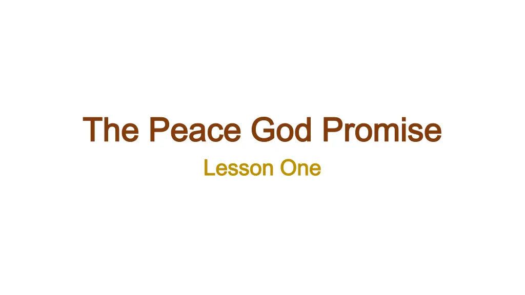 the peace god promise the peace god promise