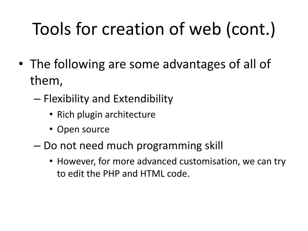 tools for creation of web cont