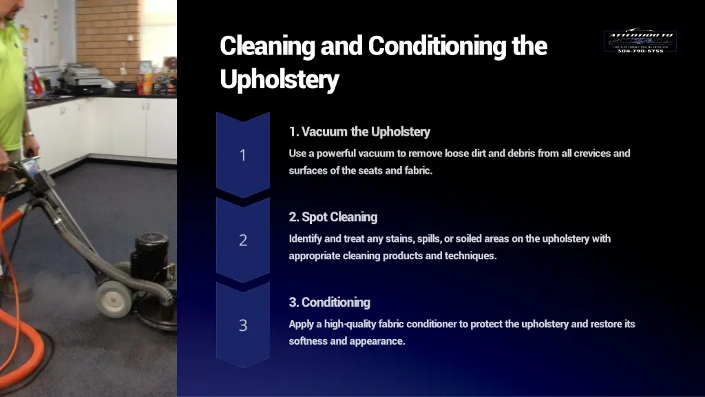 cleaning and conditioning the upholstery