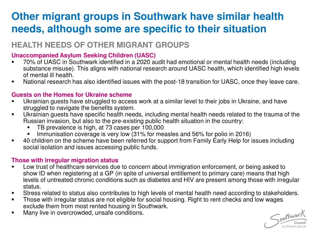 other migrant groups in southwark have similar