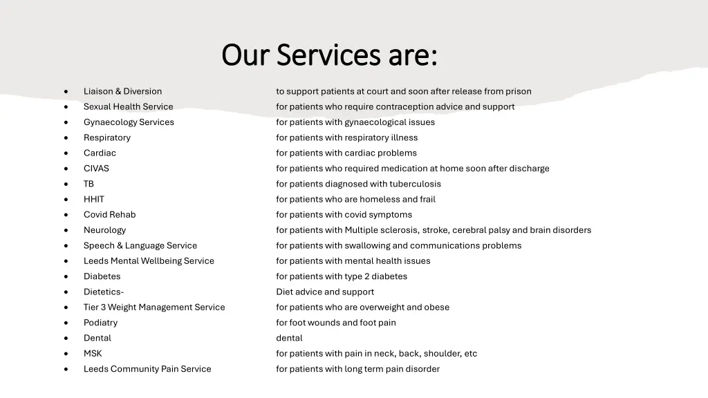 our services are our services are