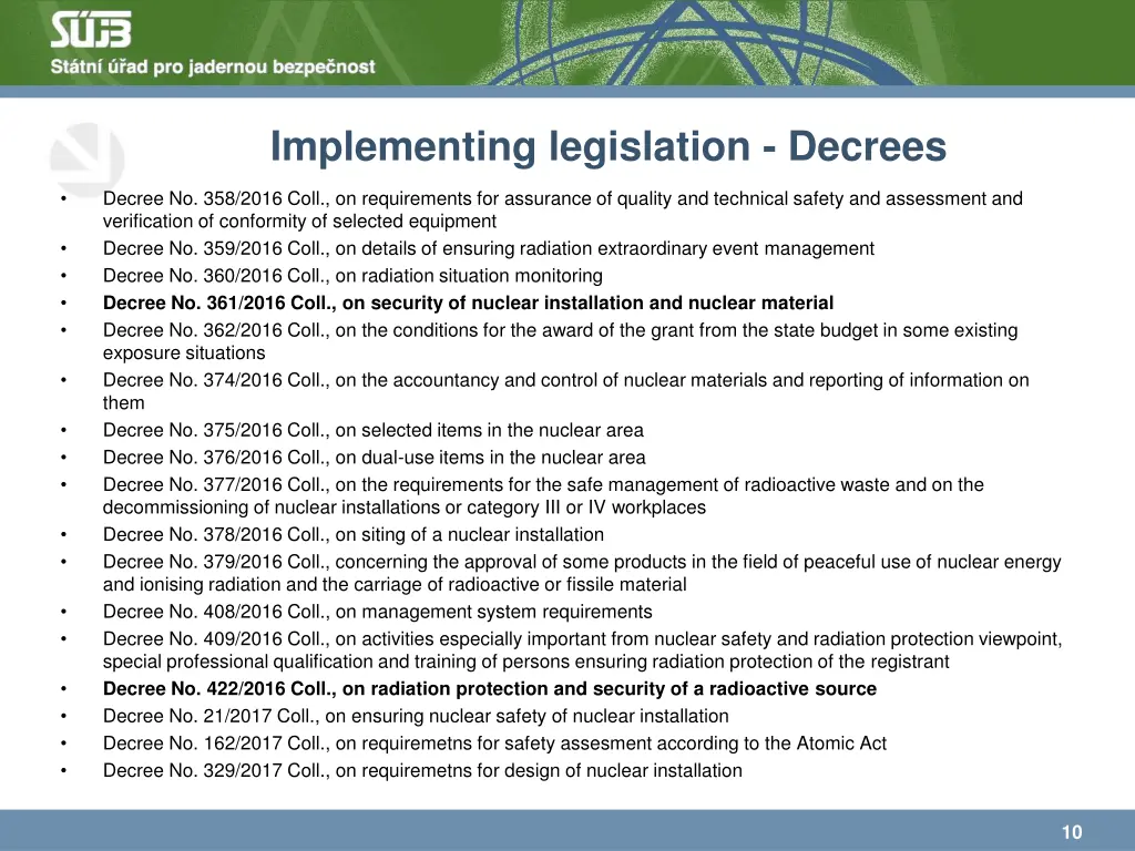 implementing legislation decrees