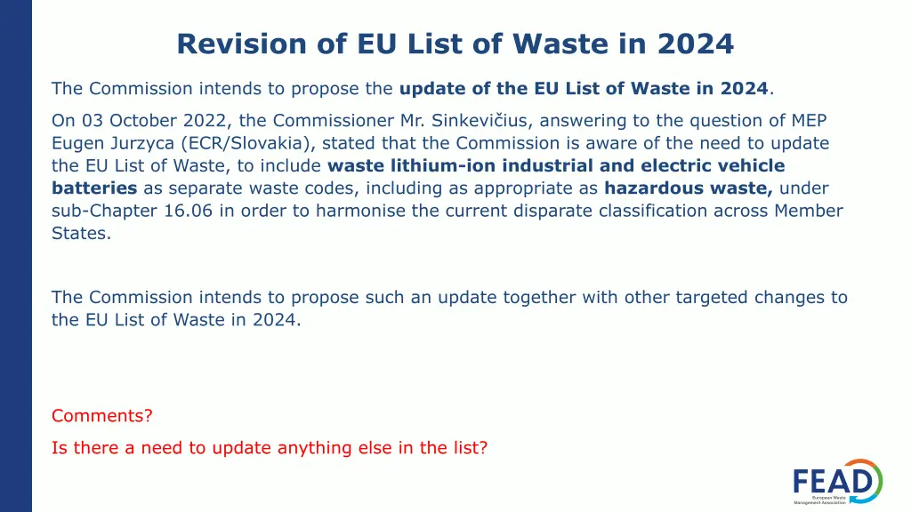 revision of eu list of waste in 2024