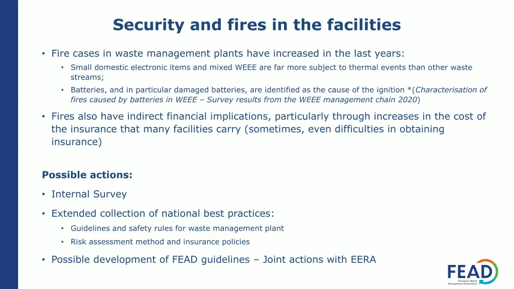 security and fires in the facilities