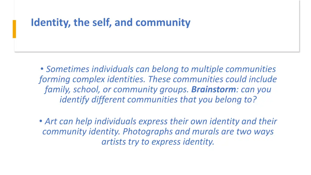 identity the self and community