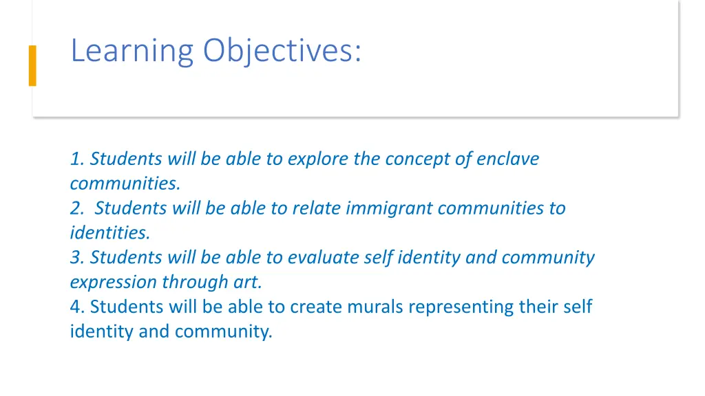 learning objectives