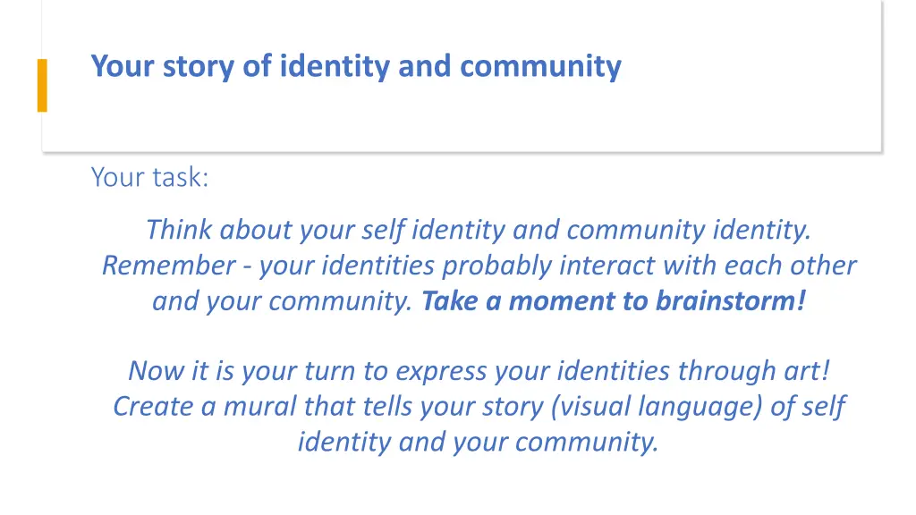 your story of identity and community