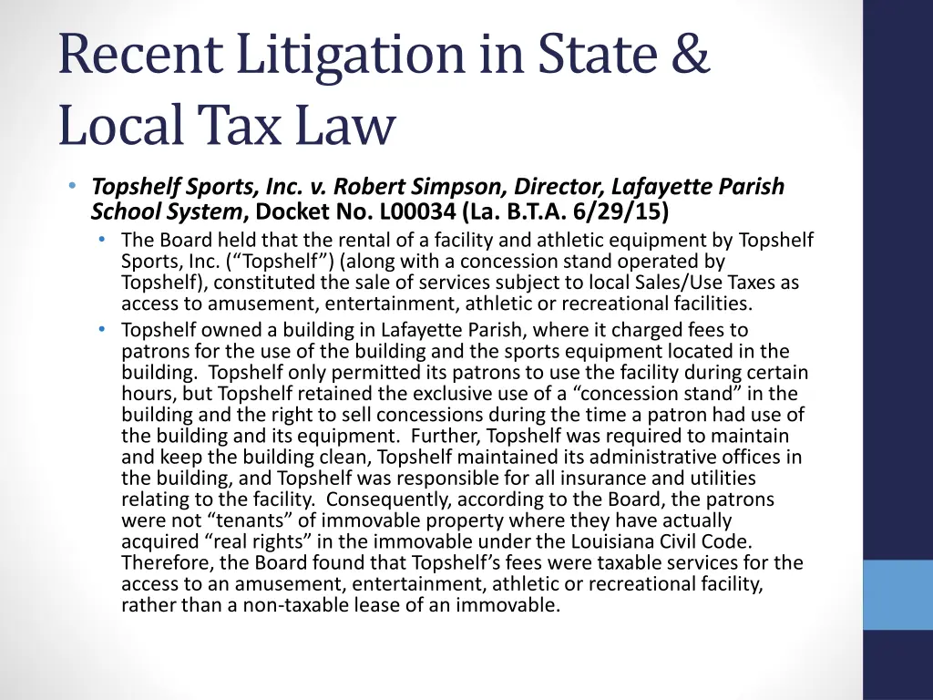 recent litigation in state local tax law 10