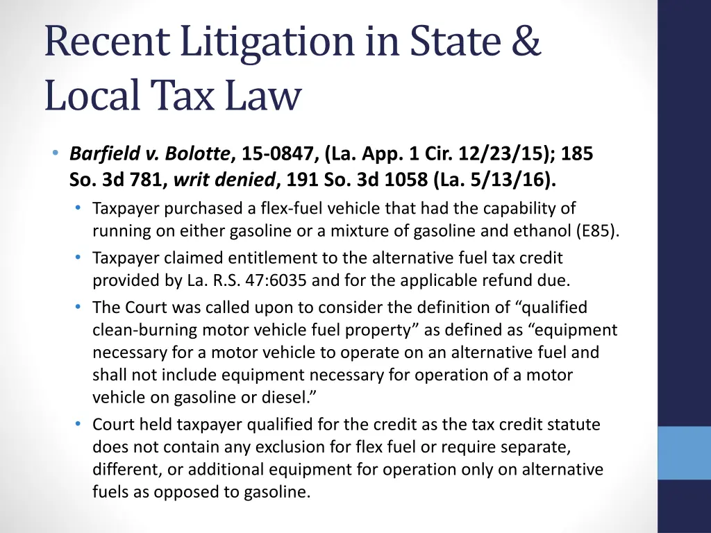 recent litigation in state local tax law 13