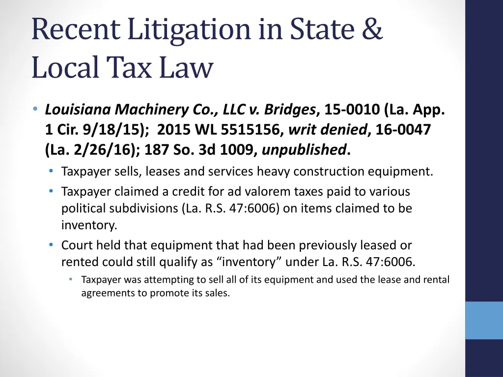 recent litigation in state local tax law 14