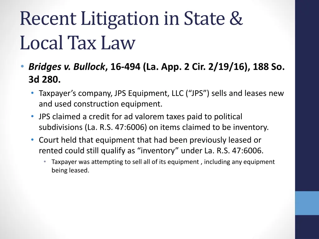 recent litigation in state local tax law 15