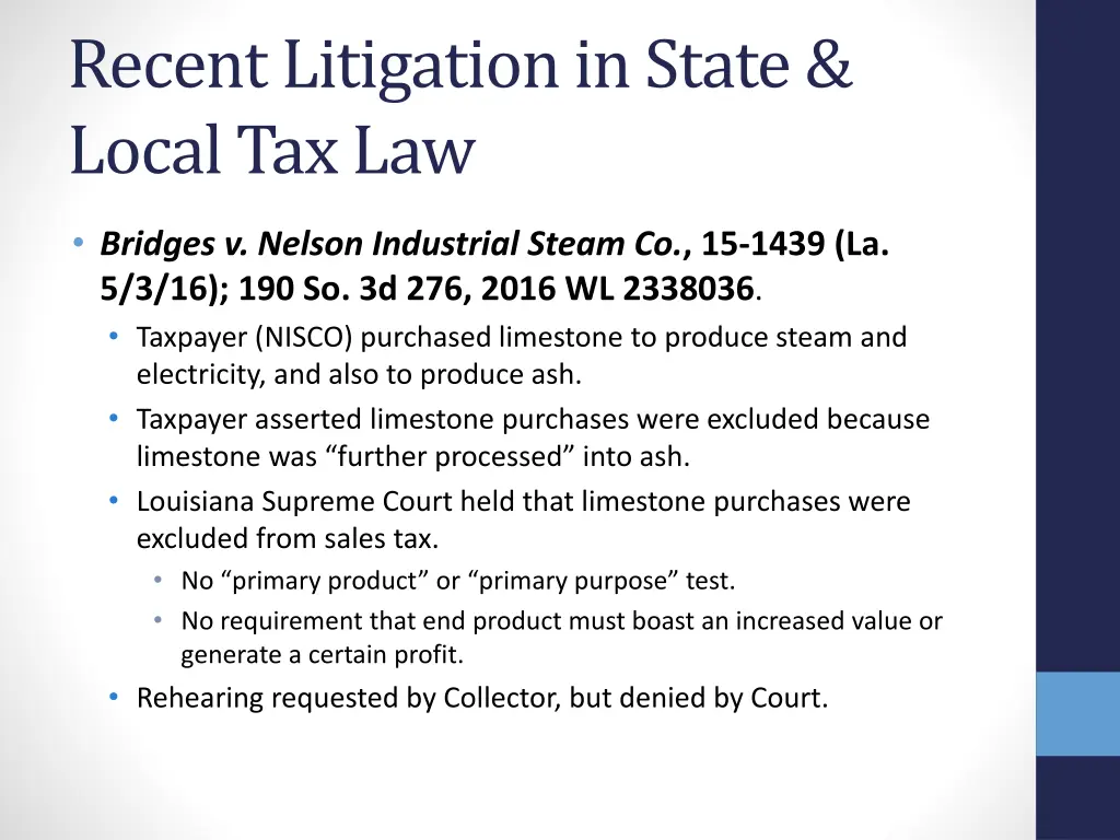 recent litigation in state local tax law 2