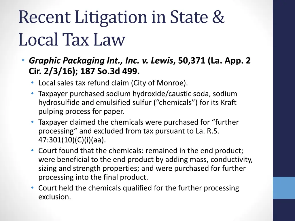 recent litigation in state local tax law 3