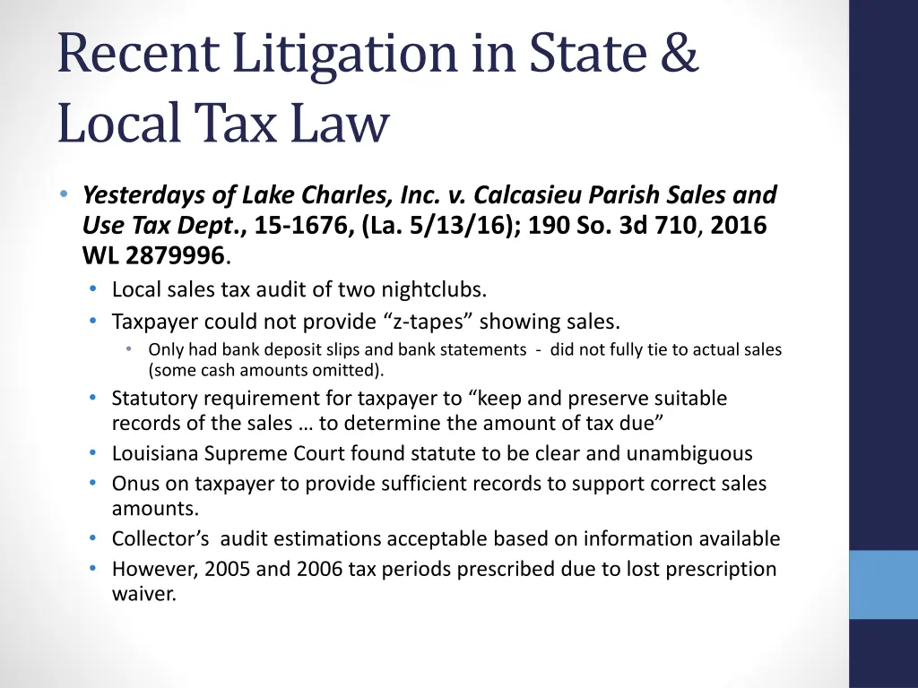 recent litigation in state local tax law 4