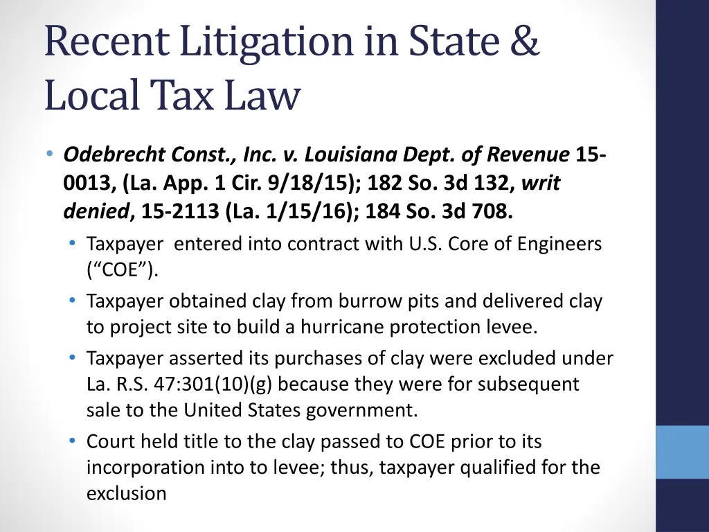 recent litigation in state local tax law 7