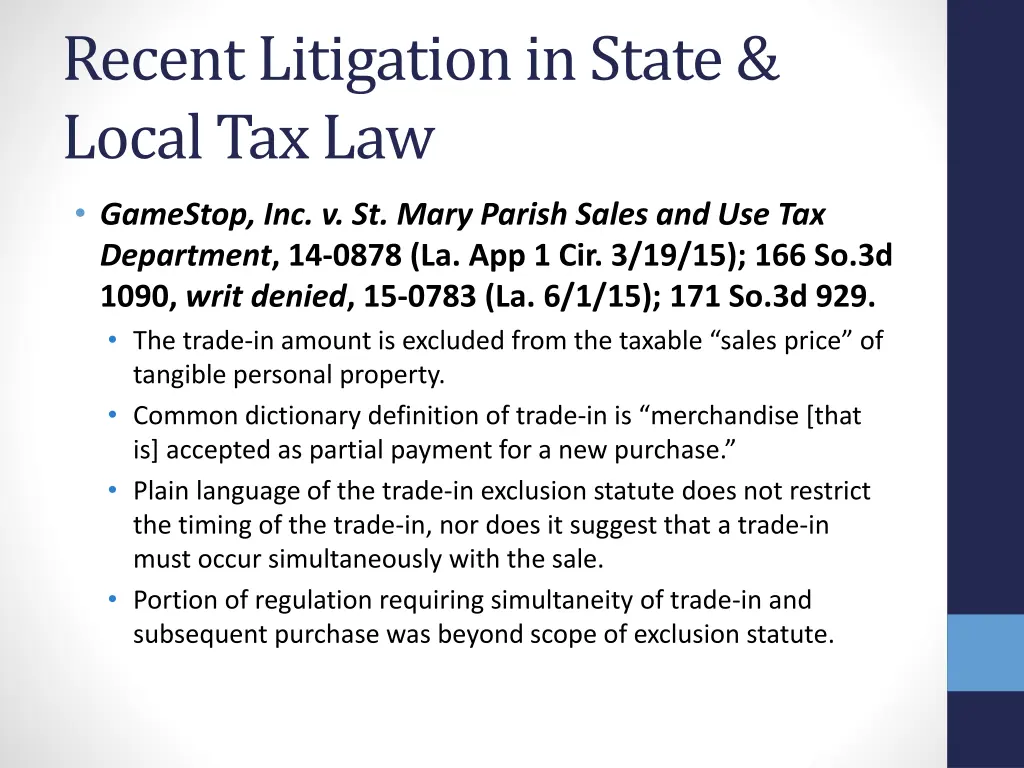 recent litigation in state local tax law 8