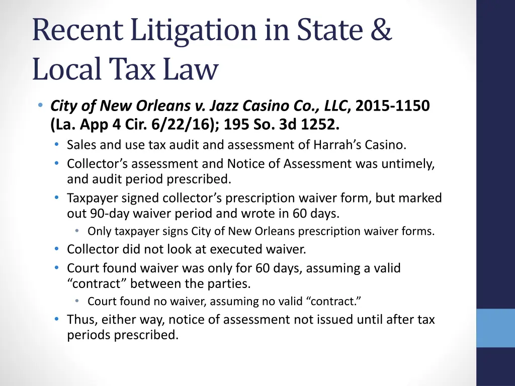 recent litigation in state local tax law 9