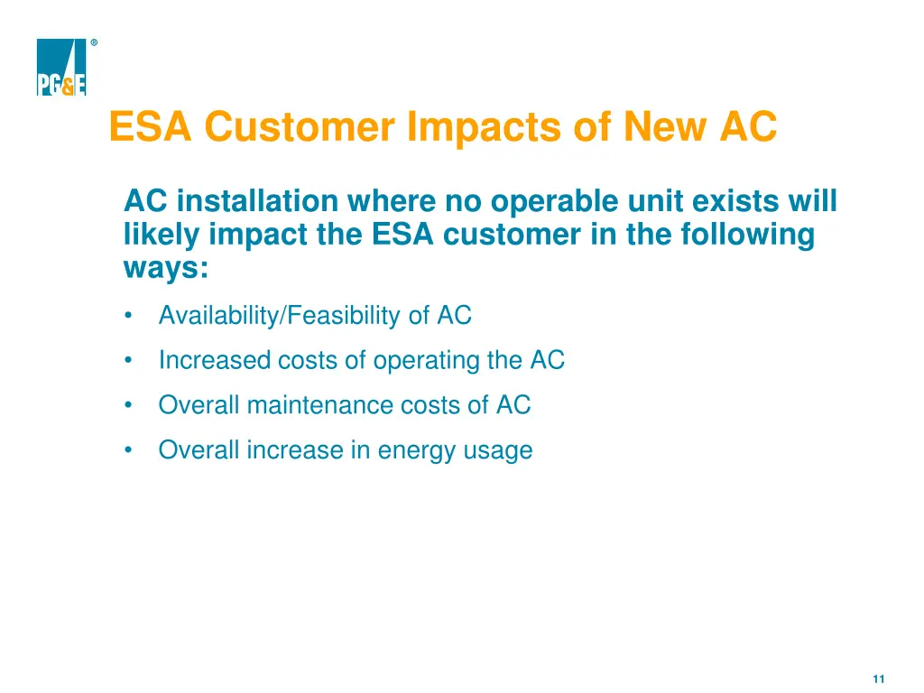 esa customer impacts of new ac