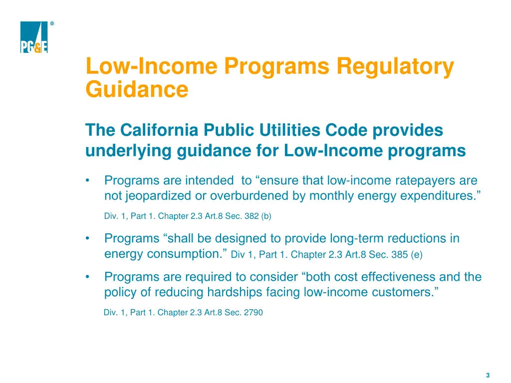 low income programs regulatory guidance