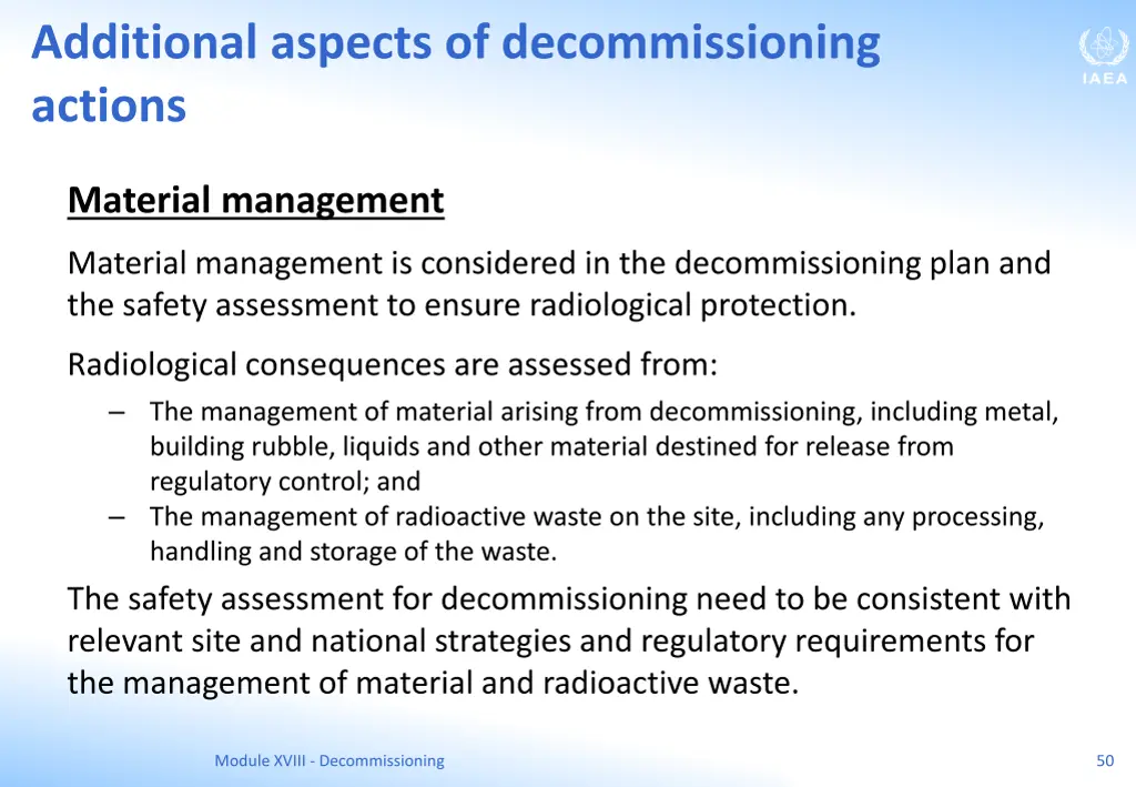 additional aspects of decommissioning actions 2