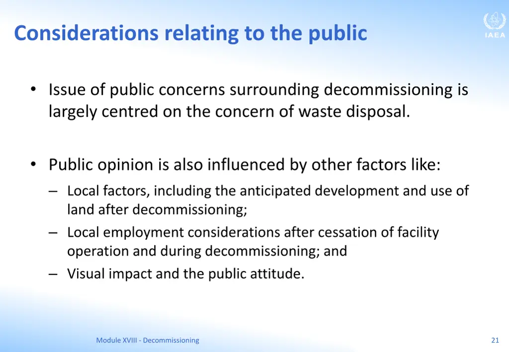 considerations relating to the public