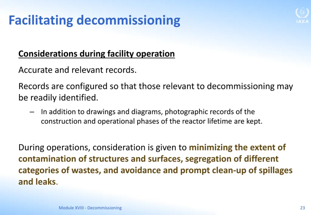 facilitating decommissioning 1