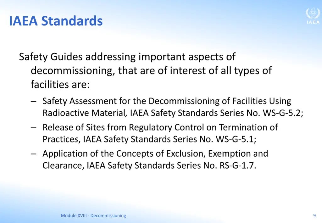 iaea standards 2