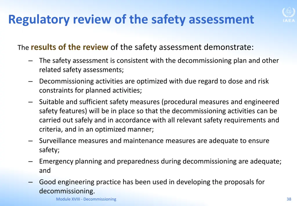 regulatory review of the safety assessment 1