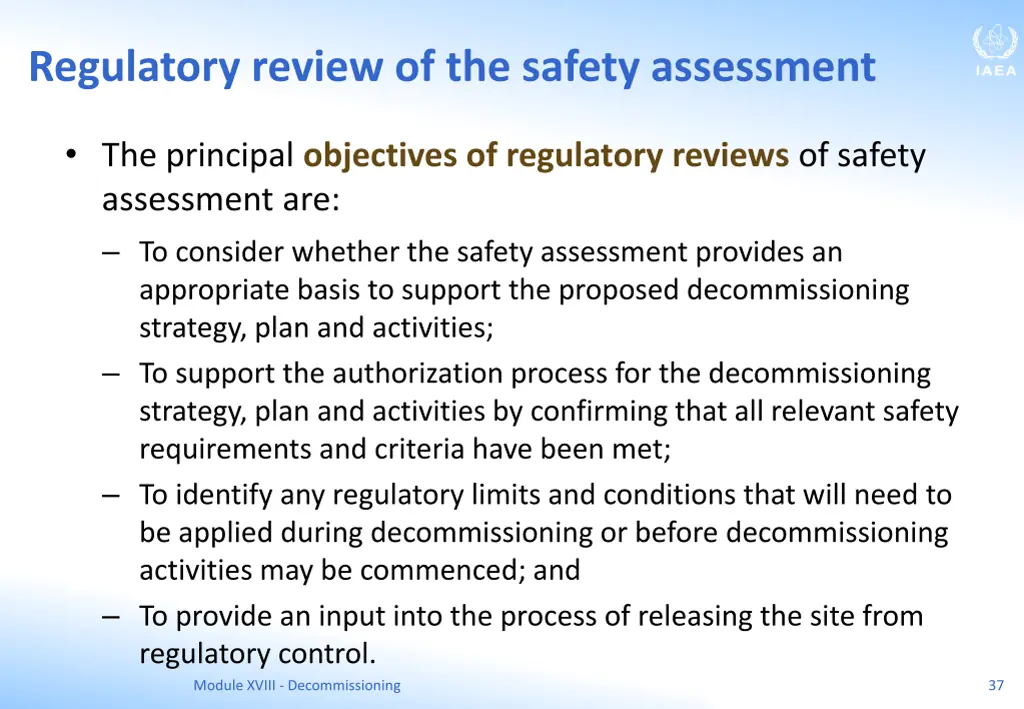 regulatory review of the safety assessment