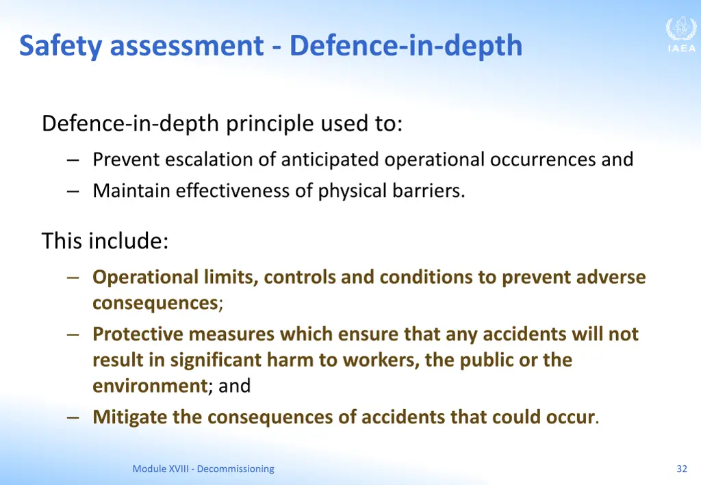 safety assessment defence in depth