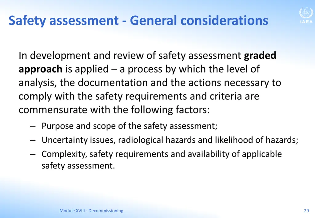 safety assessment general considerations