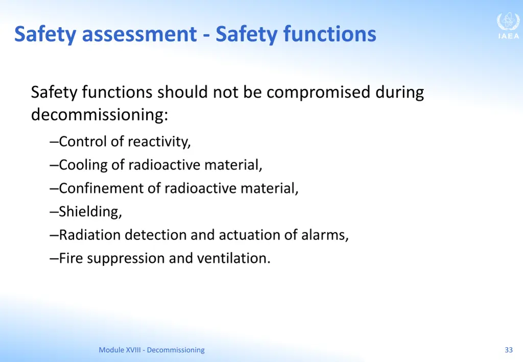 safety assessment safety functions