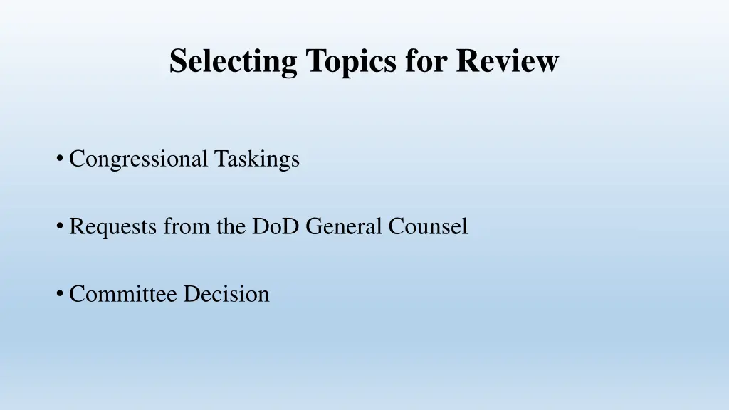 selecting topics for review