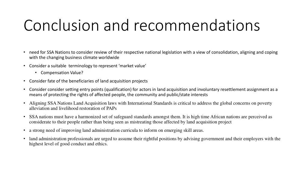 conclusion and recommendations