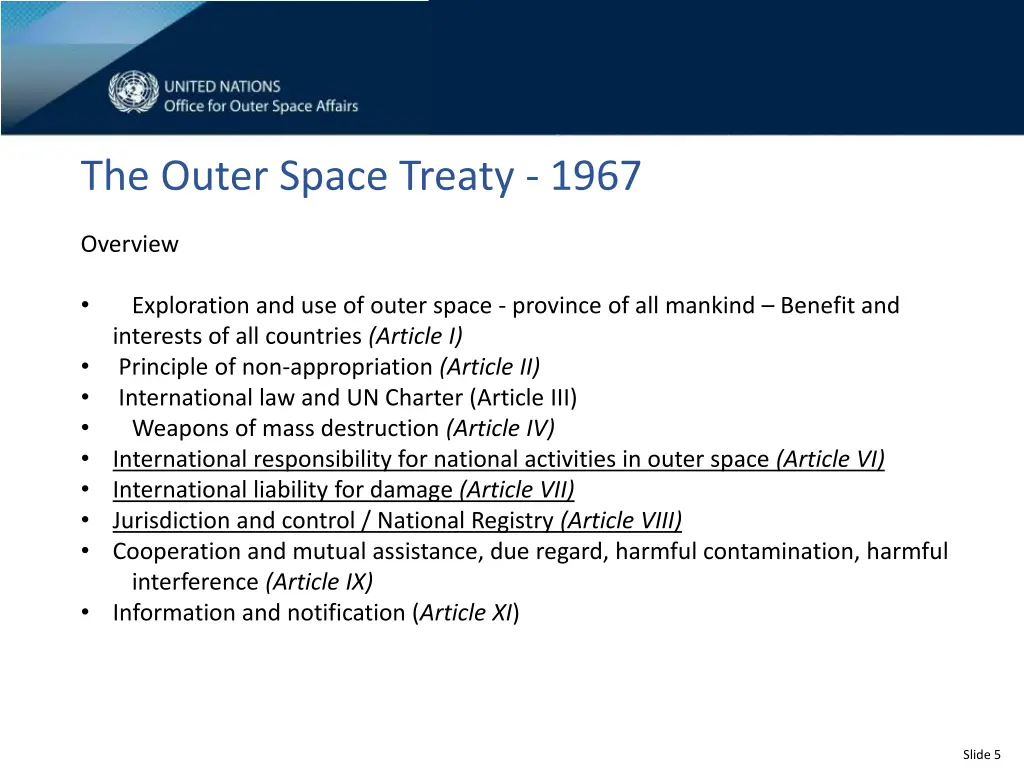 the outer space treaty 1967 1