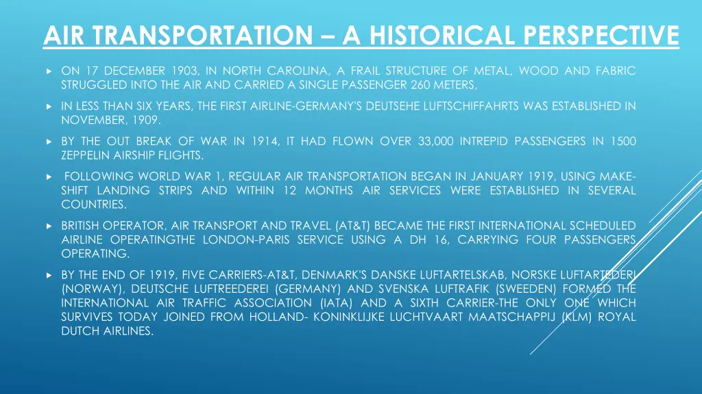 air transportation a historical perspective