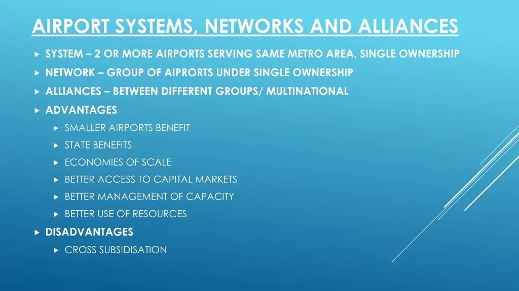 airport systems networks and alliances