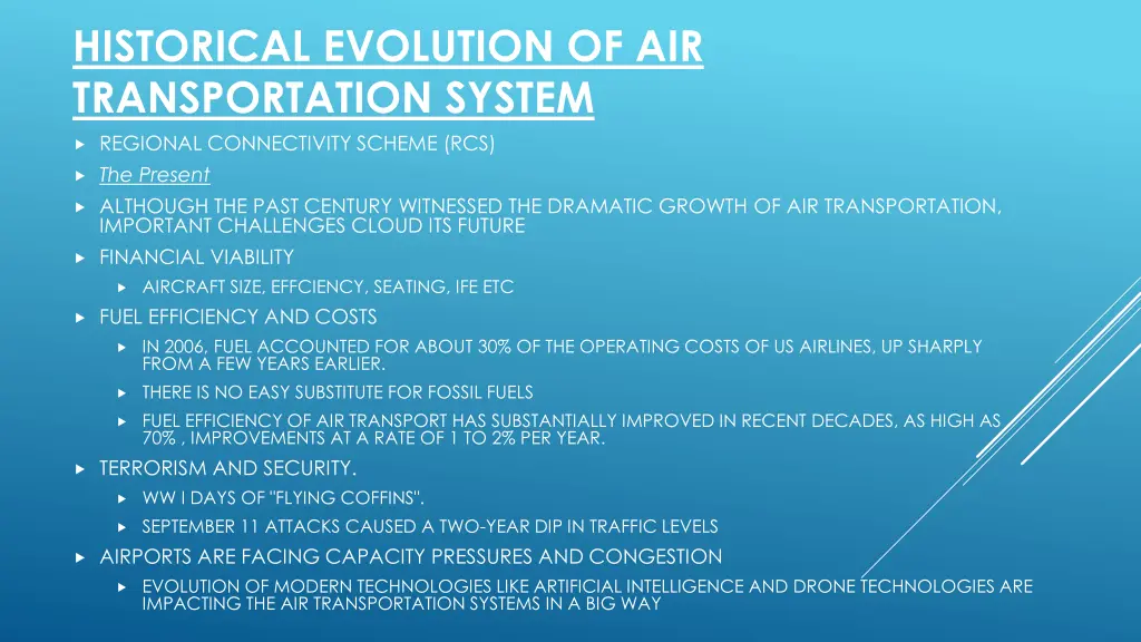 historical evolution of air transportation system 1