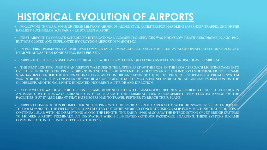 historical evolution of airports 1